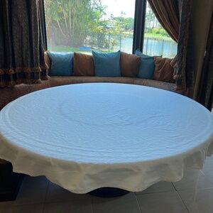 2903 Round Ivory Tablecloth with napkins 100% cotton made in India 84'' x 84''